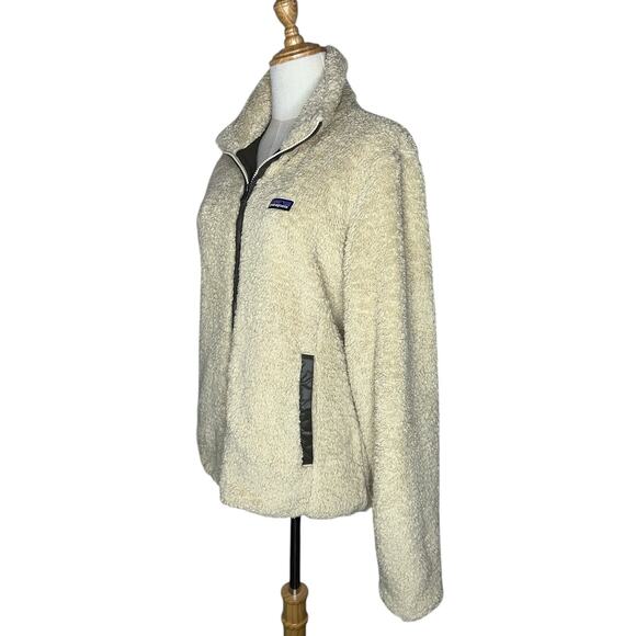 Patagonia Fleece Ivory Fluffy Warm Cozy Wind Jacket Full Zip Sweater Size Large - Picture 3 of 11